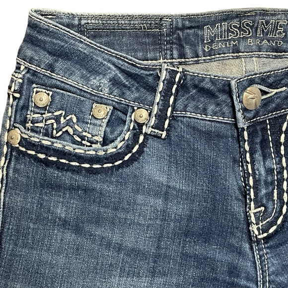 Miss Me Irene Bootcut Jeans Women's 28 Thick Stitching M Flap Pockets Dark Wash - Picture 7 of 10